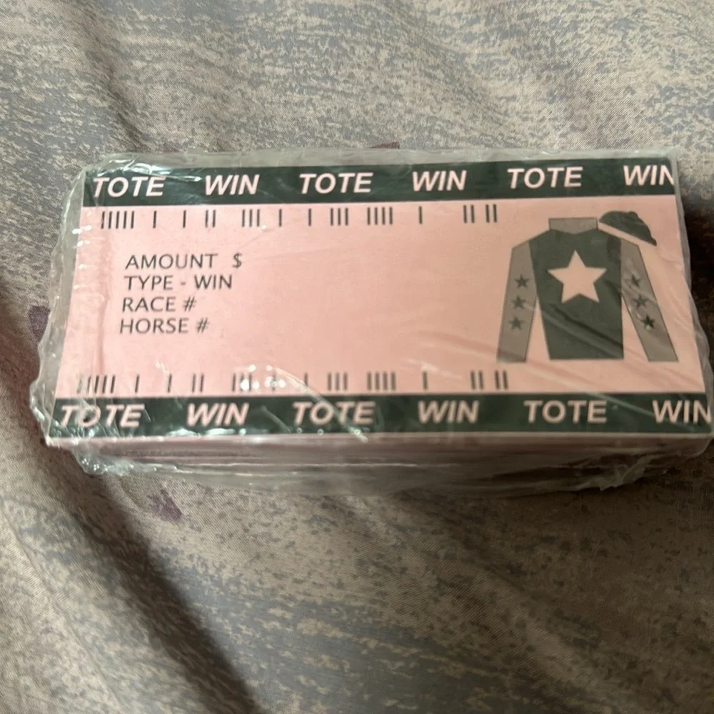 Blank “win tote” tickets. Super fun on Derby Day if you are hosting a party. New